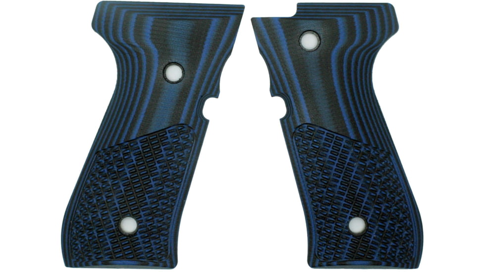 Stoner CNC Beretta 92 Half Checker G10 Grips Fits 92FS/96 M9 Series Pistol, Blue Black, STO-BR-B92-HC-BLB