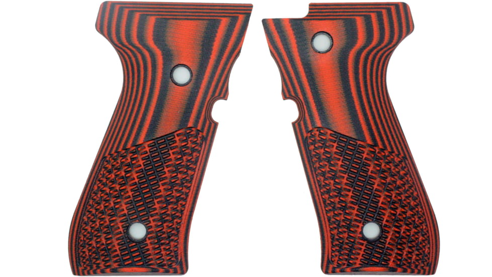 Stoner CNC Beretta 92 Half Checker G10 Grips Fits 92FS/96 M9 Series Pistol, Orange Black, STO-BR-B92-HC-ORG