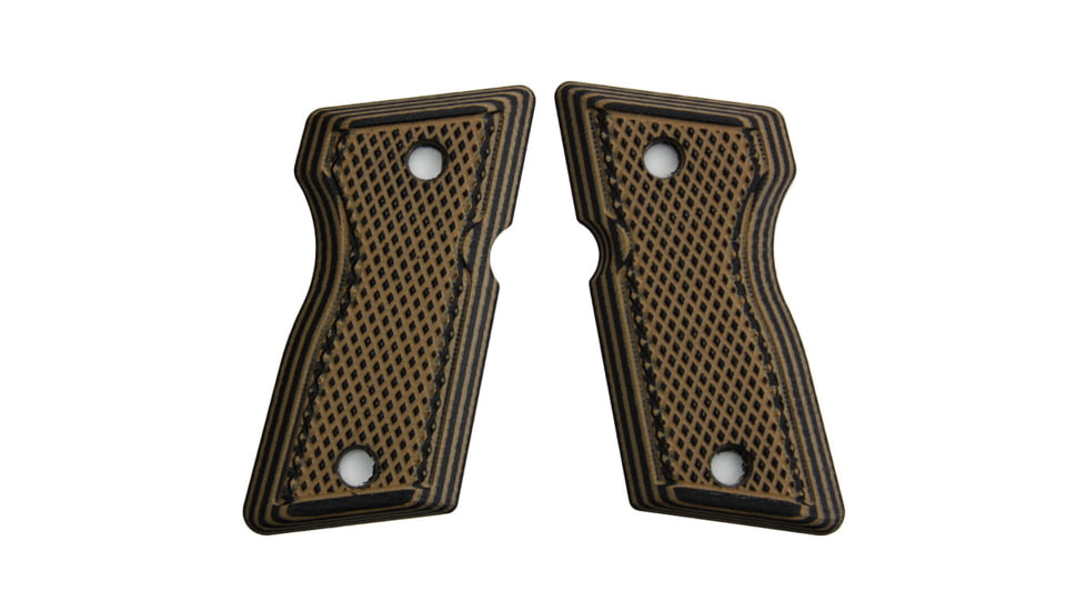 Stoner CNC CZ Rami G10 Gun Grips Full Checker Texture Pistol Panels Fits CZ 2075 Rami, Brown Black, STO-CZ-FC-BNB