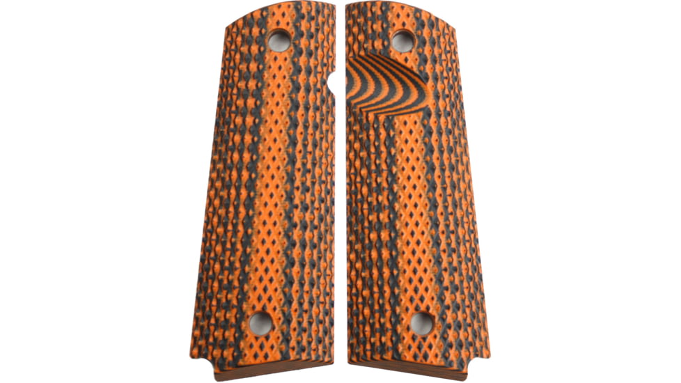 Stoner CNC Super Aggressive G10 Gun Grips fit 1911 Compact and Springfield EMP, Orange Black, 1911 Compact-Slim-Magwell, STO-1911C-SA-MAG-ORG-SLIM