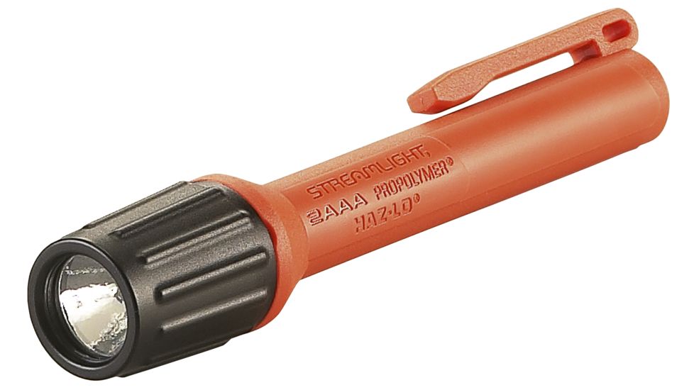 Streamlight 2Aaa Propolymer Haz-Lo Flashlight, Atex Rated, 60 Lumen White Led, 2 X Aaa Battery, Clam Pack, Orange, 66502