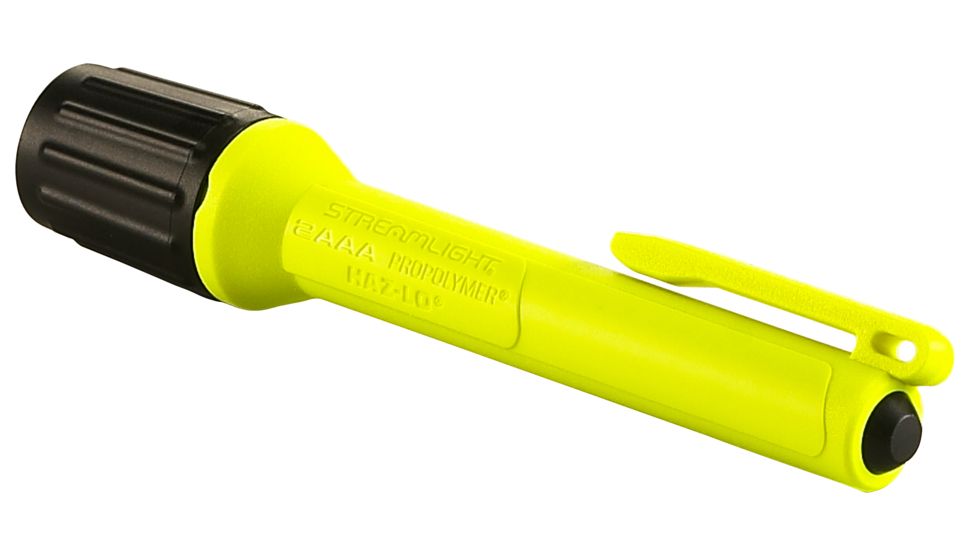 Streamlight 2Aaa Propolymer Haz-Lo Flashlight, Atex Rated, 60 Lumen White Led, 2 X Aaa Battery, Clam Pack, Yellow, 66503