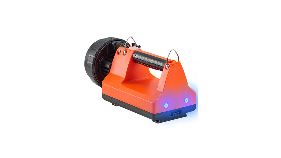 Streamlight E-Flood FireBox 1500 Lumens Rechargeable Lantern with Blue Taillight LEDs, 12V DC Vehicle Mount System with Direct Wire Rack and Shoulder Strap, Orange, 45815