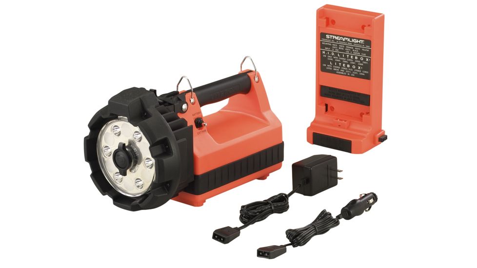 Streamlight E-Flood LiteBox HL Standard System, 120V AC/12V DC, shoulder strap &amp; mounting rack-Orange 45661