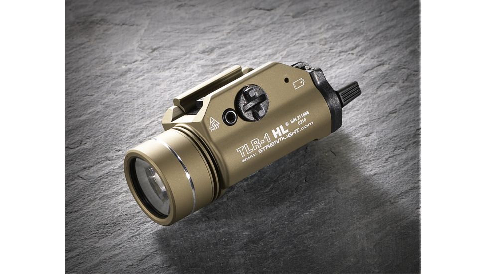 Streamlight TLR-1 HL LED Rail-Mounted Tactical Flashlight, 800 Lumens w/Lithium Batteries, Flat Dark Earth, 69266