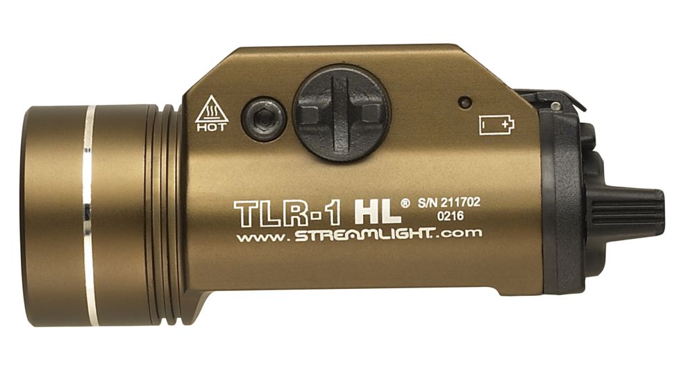 Streamlight TLR-1 HL LED Rail-Mounted TacticalFlashlight, 800 Lumens w/Lithium Batteries, Flat Dark Earth Brown, 69267