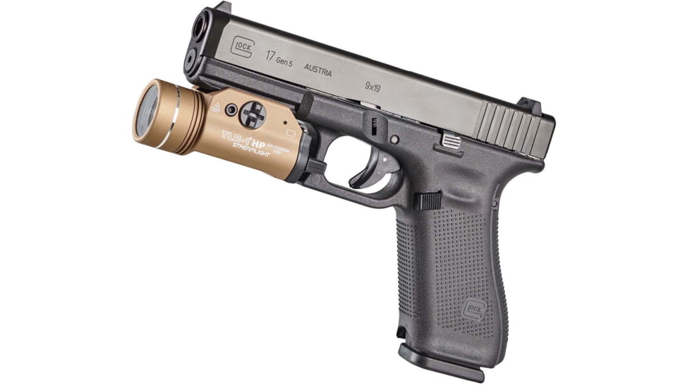 Streamlight TLR-1 HP 1000 Lumens High-Candela Rail-Mounted Strobing LED Tactical Light, CR123A, FDE, 59151