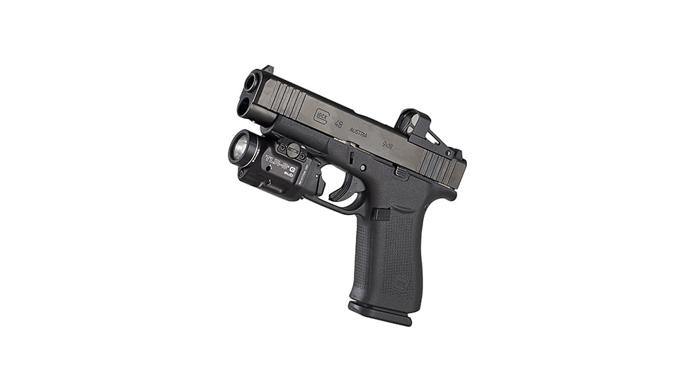 Streamlight TLR-8 Sub For Glock 43X/48 MOS LED Weapon Light w/ Red Laser, CR123A Lithium, White, 500 Lumens, Black, 69411