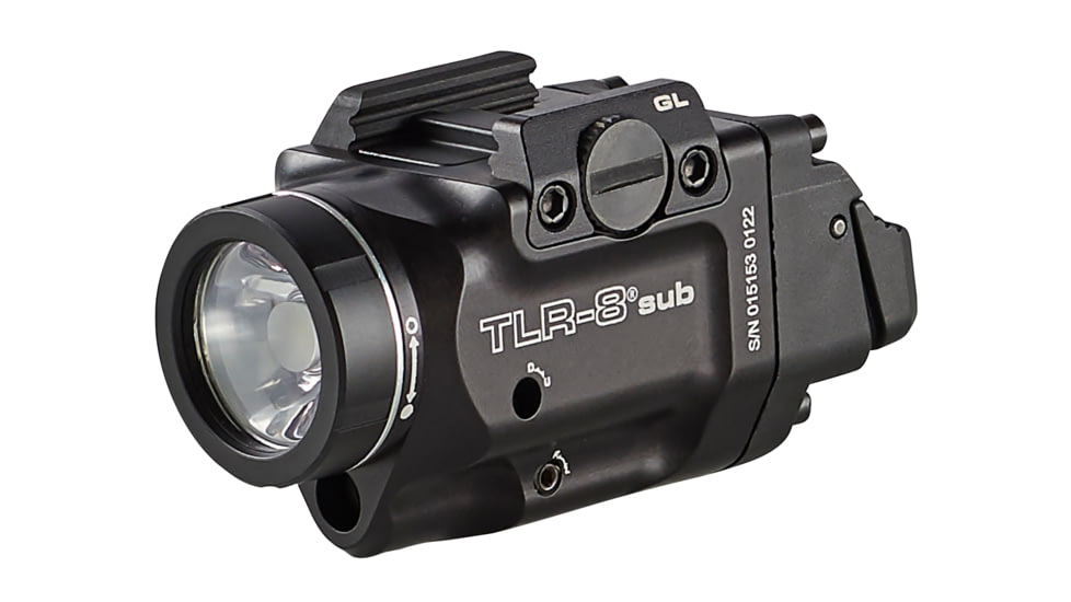 Streamlight TLR-8 Sub For Glock 43X/48 MOS LED Weapon Light w/ Red Laser, CR123A Lithium, White, 500 Lumens, Black, 69411