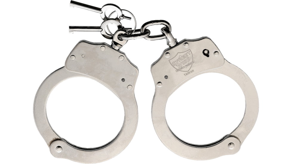 StreetWise Security Products Nickel Plated Steel Handcuffs, Double Locking, SWNPSSH