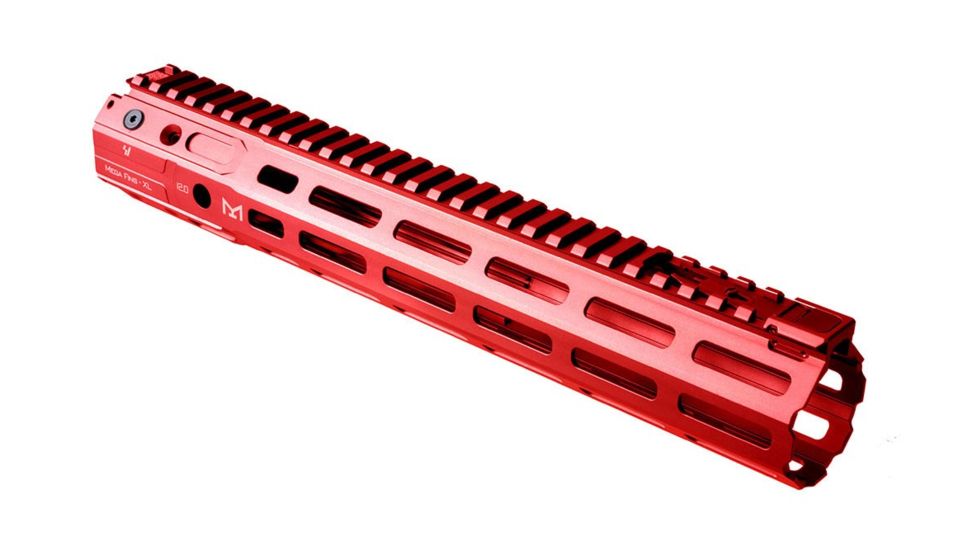 Strike Industries 12in Mega Fins XL Handguard Rail with Mlok, Red, SI-MEGAFINS-XL-MLOK-12-RED