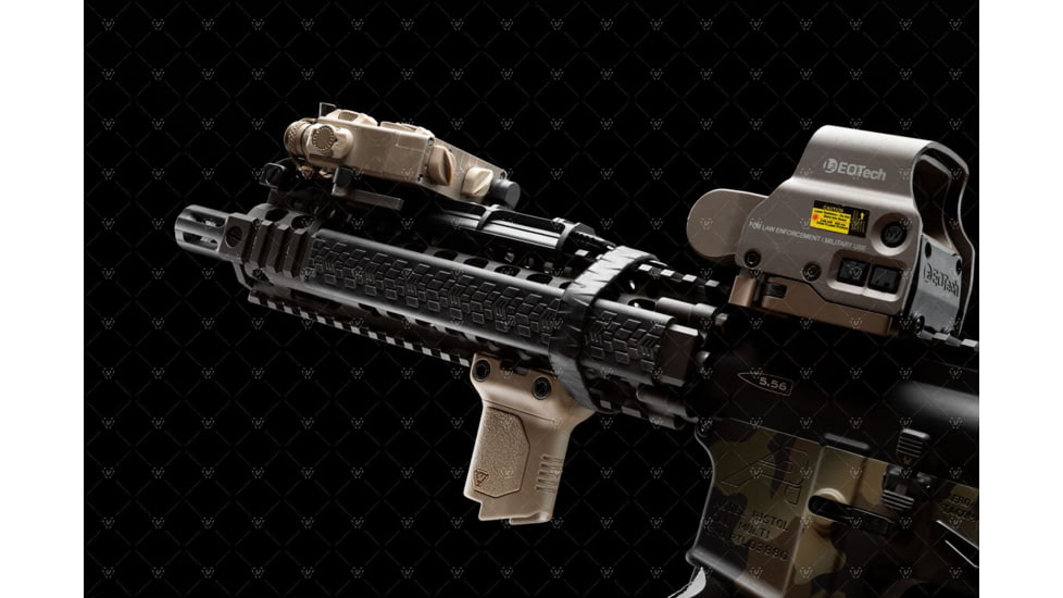 Strike Industries Angled Vertical Short Grip with Cable Management for 1913 Picatinny Rail, FDE, SI-AR-CMAG-RAIL-S-FDE