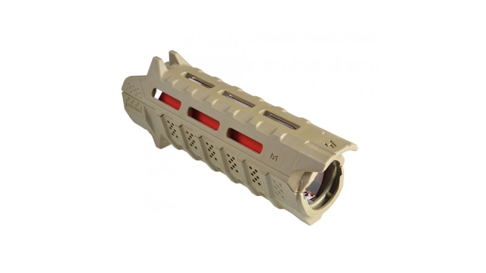 Strike Industries Carbine Length Handguard with Heat Shield, FDE/Red, SI-STRIKE-HG-CFDE-RED