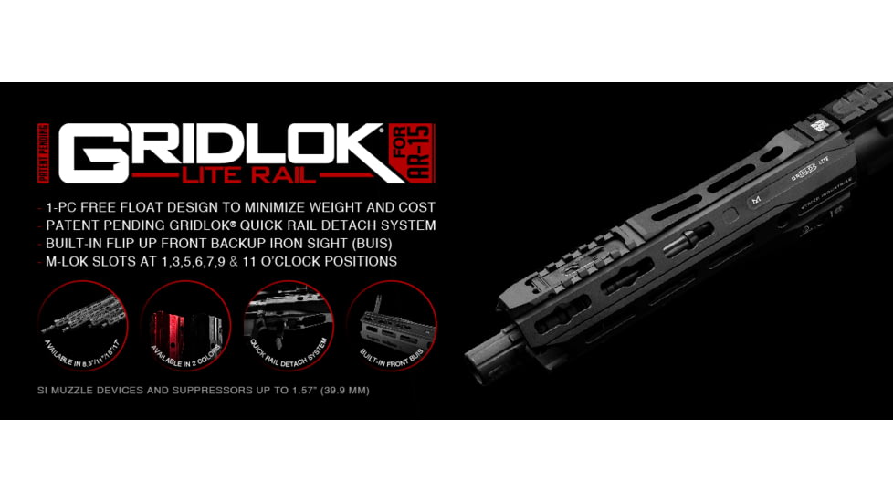 Strike Industries Grildlok LITE 8.5in Handguard Assembly, Black, One Size, SI-GRIDLOK-LITE-8.5-BK