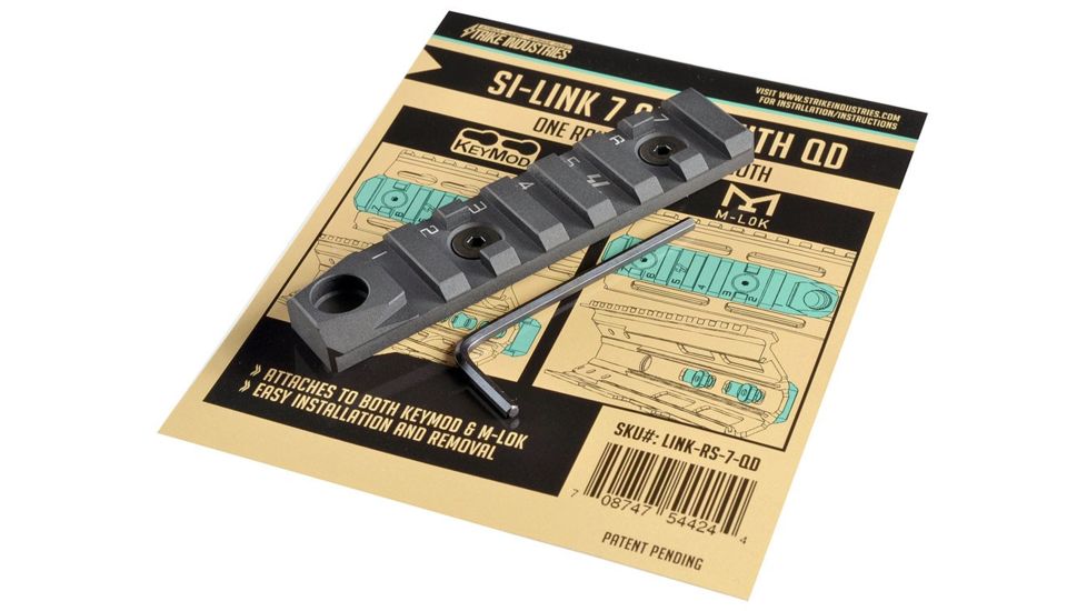 Strike Industries Link Rail Section 7 Slots-QD Featured Can Fit Most Keymod and M-Lok Version Mounting Surfaces, Black SI-LINK-RS-7-QD-BK