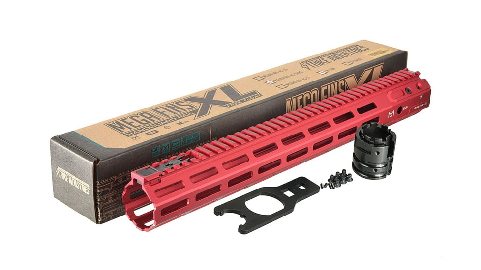 Mega Fins XL Handguard Rail Keymod, Red, 16.25in
