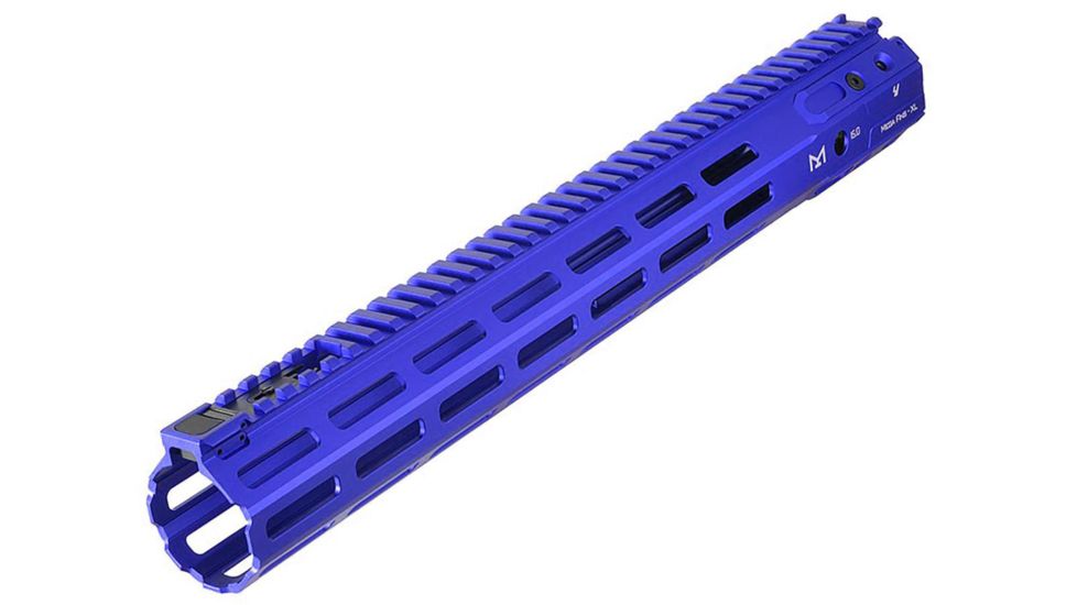 Strike Industries Mega Fins XL Handguard Rail, w/Mlok, Blue, 15in, SI-MEGAFINS-XL-MLOK-15-BLU