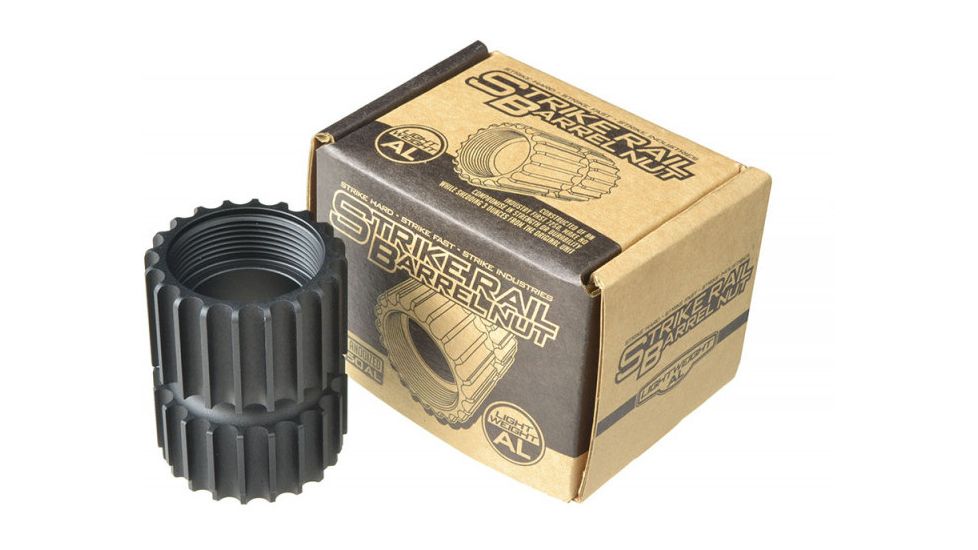 Strike Industries Strike Rail Lightweight Barrel Nut, 7250 Aluminum, Black, SI-StrikeRail-7250NUT