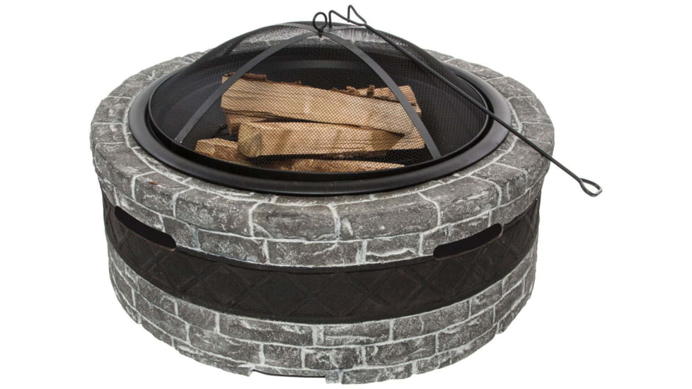 Sun Joe Fire Joe Cast Stone Fire Pit, 35in, Charcoal Gray, SJFP35-CS-STN