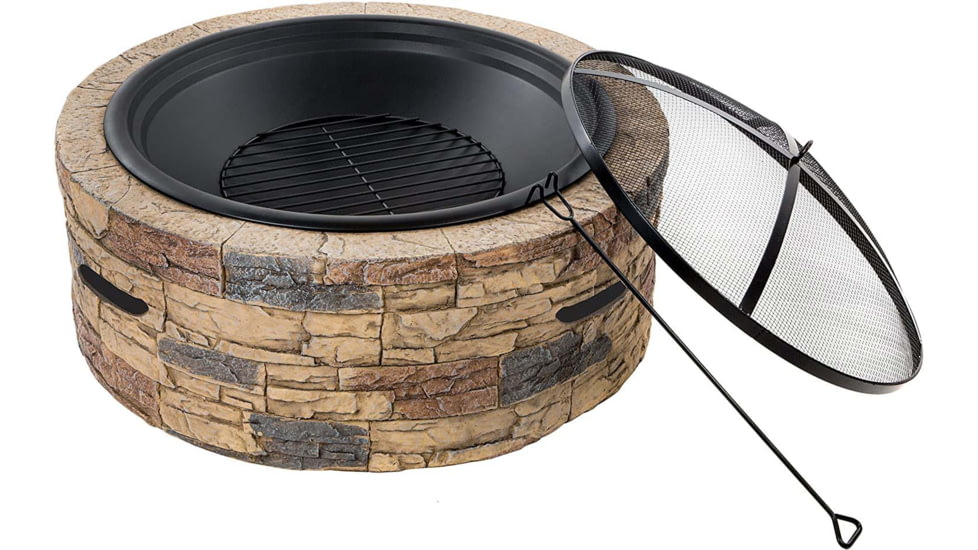 Sun Joe Fire Joe Fire Pit, 28in, Natural Stone, SJFP28-STN-CL