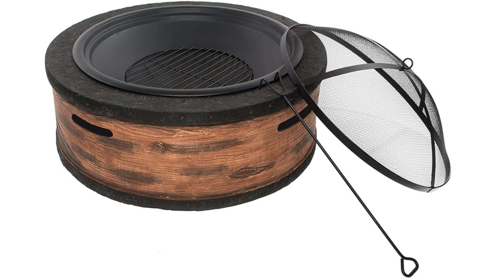 Sun Joe Fire Joe Fire Pit, 28in, Rustic Wood, SJFP28-STN-RW