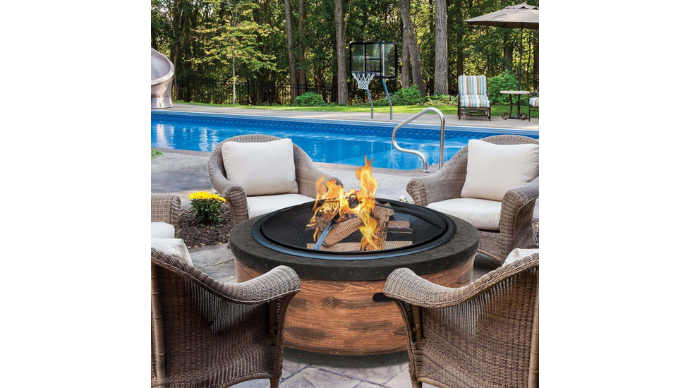 Sun Joe Fire Joe Fire Pit, 28in, Rustic Wood, SJFP28-STN-RW