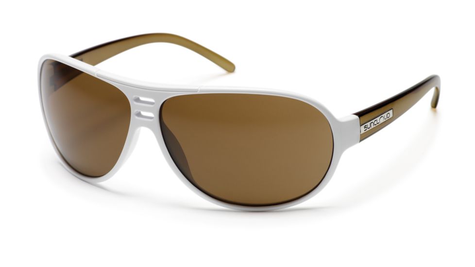 Suncloud Joy Ride Sunglasses with White-Olive Frames, Brown Lenses