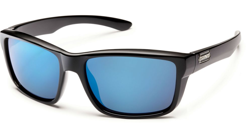 Suncloud Polarized Optics Mayor Sunglasses-Black-Polarized Blue Mirror