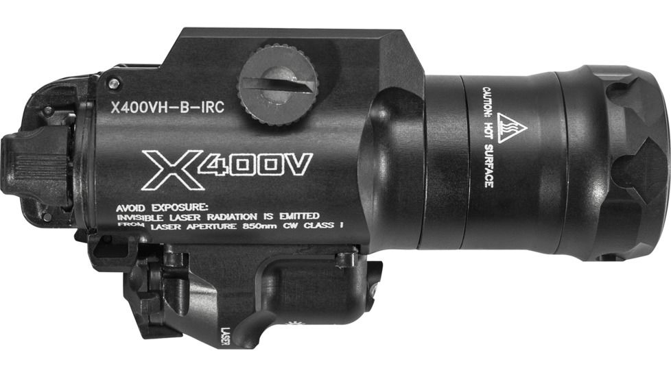 SureFire MasterFire X400 Weapon Light, 123A, White/Infrared, 350 Lumens, Black, X400VH-B-IRC