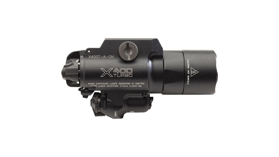 SureFire X400T Turbo Series High-Candela LED Weaponlight, 123A Lithium, Green Laser, 600 Lumens, Black, X400T-A-GN