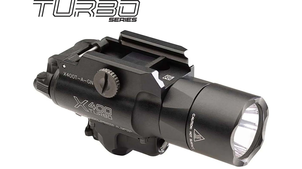 SureFire X400T Turbo Series High-Candela LED Weaponlight, 123A Lithium, Green Laser, 600 Lumens, Black, X400T-A-GN