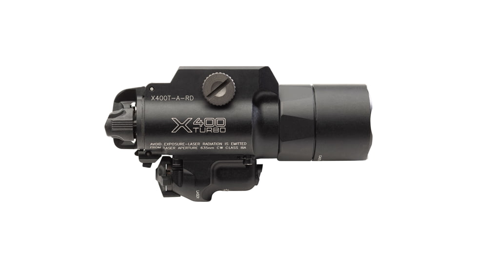 SureFire X400T Turbo Series High-Candela LED Weaponlight, 123A Lithium, Red Laser, 600 Lumens, Black, X400T-A-RD