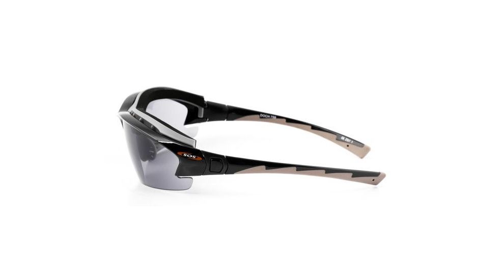 Survival Optics Sunglasses Gripz Riders/Doch Sunglasses, Black/Gray Pad and Tip Frame, SOS Logo, Pc Smoke Lens 7591