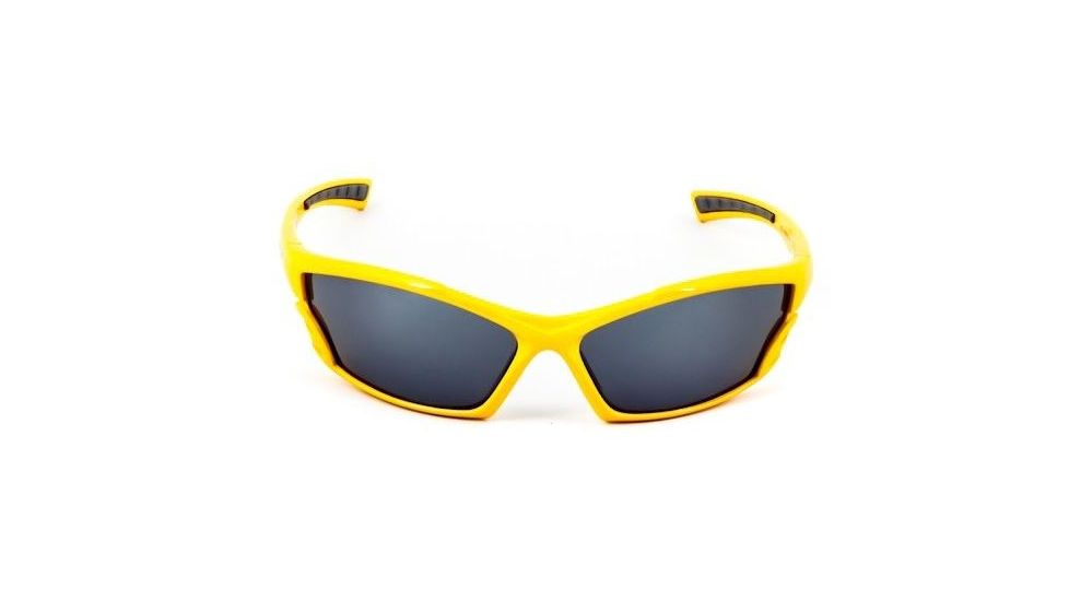 Survival Optics Sunglasses Wraps/Viper Sunglasses, Yellow/Gray Nose and Tips Pads Frame, SOS Logo, Pc Decenter Smoke-fm Lens 3232