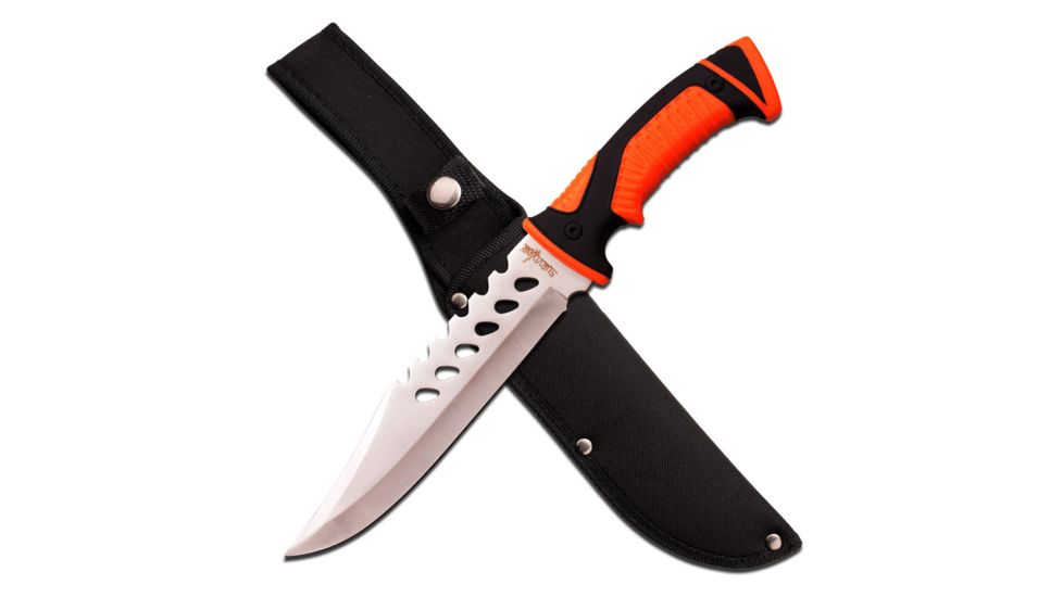 Survivor Fixed Blade, 12.75in, Stainless Steel Blade, Black And Orange Injection Rubber And Nylon Fiber Handle HK-792BO