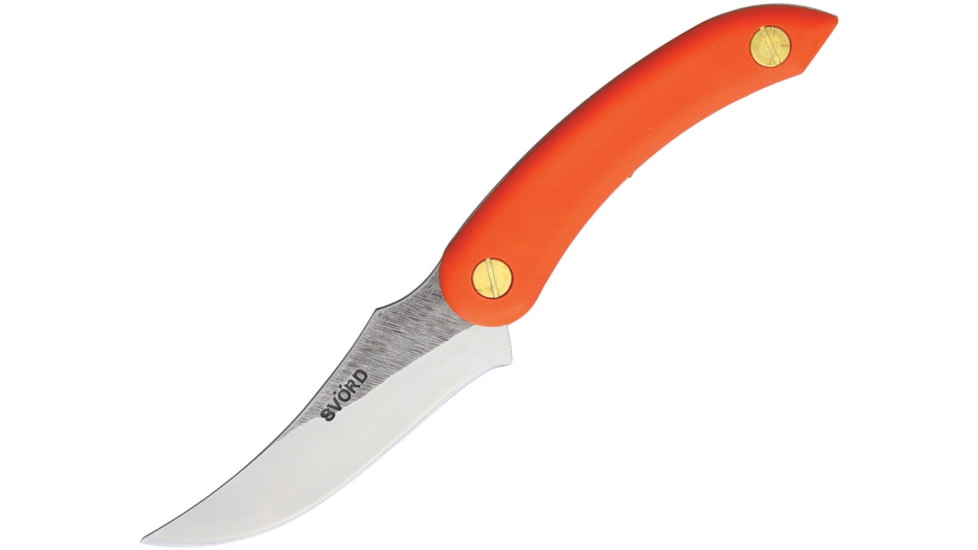 Svord AM Kiwi Fixed Blade Knife, 7.5in Overall, 3.5in 15N20 Steel Upswept Skinner Blade, Orange Polypropylene Handle, Black PVC Belt Sheath, Orange, AMKIOR