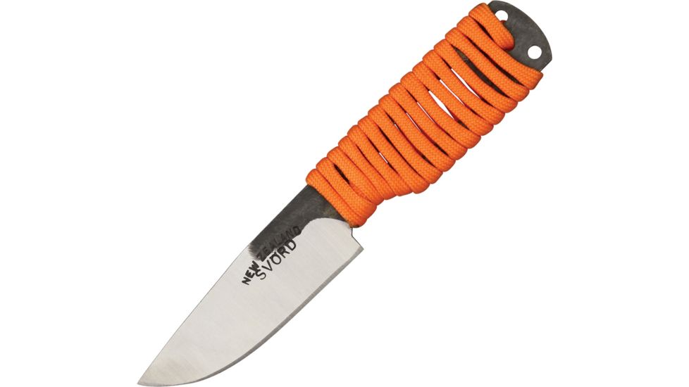 Svord EDC Hi Fixed Knife, Brown leather belt sheath, orange paracord wrapped handle SVEDCB