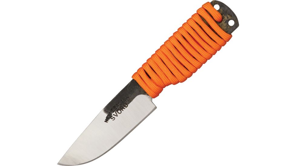 Svord EDC Hi Fixed Knife, Yellow PU alloy belt sheath, orange paracord wrapped handle SVEDC