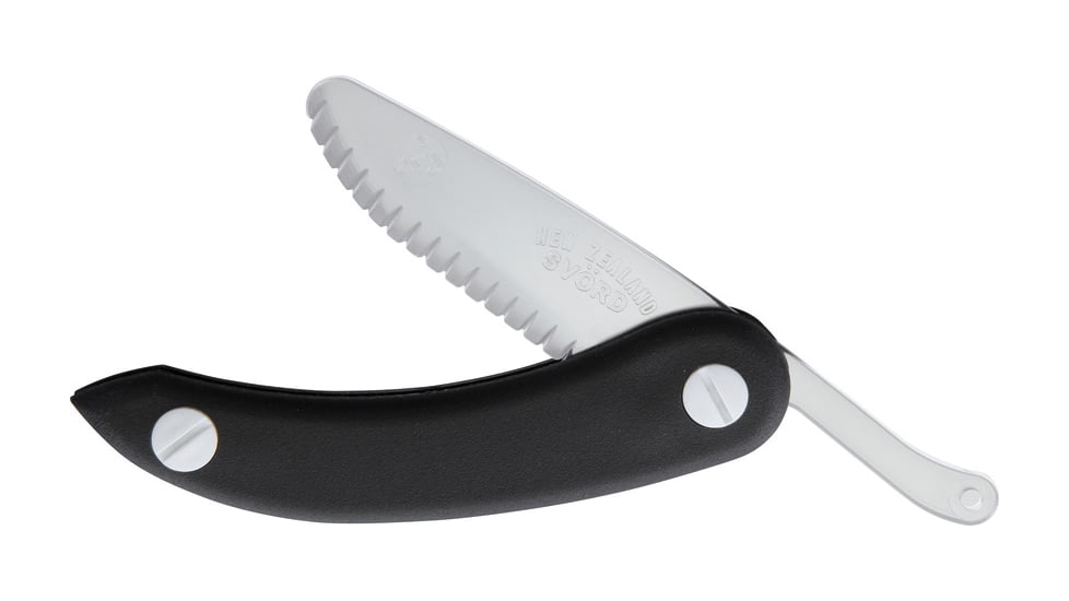 Svord Zero Metal Peasant Folding Knife, 6.75in Closed, 2.88in Clear Serrated Plastic Blunt Tip Blade, Black Plastic Handle, SVZM3B NEW