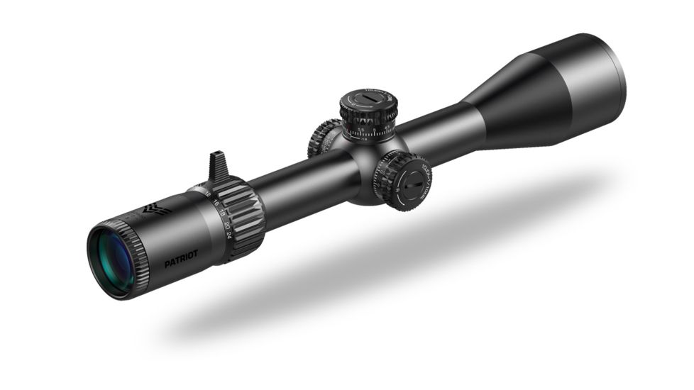 Swampfox Patriot Rifle Scope, 6-24x50mm, 30mm Tube, First Focal Plane, Sharpshooter Grid MIL Reticle, Black, 6-24X50 L
