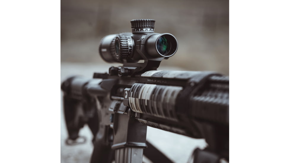 Swampfox Tomahawk LVPO Rifle Scope, 1-4x24mm, 30mm Tube, Second Focal Plane, Illuminated Guerrilla Cross MOA Reticle, Black, ATK14241-M