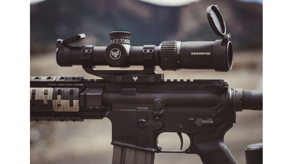 Swampfox Tomahawk LVPO Rifle Scope, 1-8x24mm, 30mm Tube, Second Focal Plane, Illuminated Guerrilla Dot BDC Reticle, Black, ATK18241-B