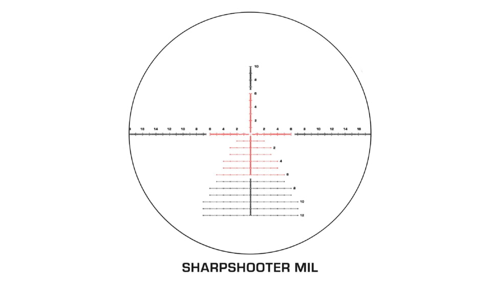 Swampfox Warhawk Tactical 2-10x44mm Rifle Scope, 34mm Tube, First Focal Plane, Sharpshooter MIL, MOA, Black, TWK21044-3L