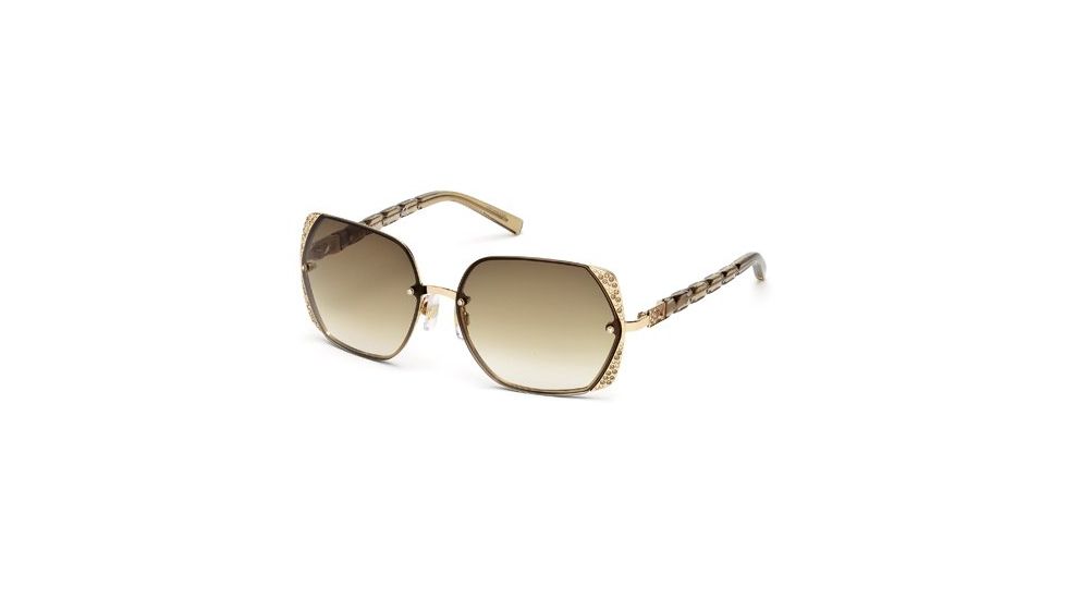 Swarovski SK0033 Sunglasses - Shiny Rose Gold Frame Color, Gradient Brown Lens Color