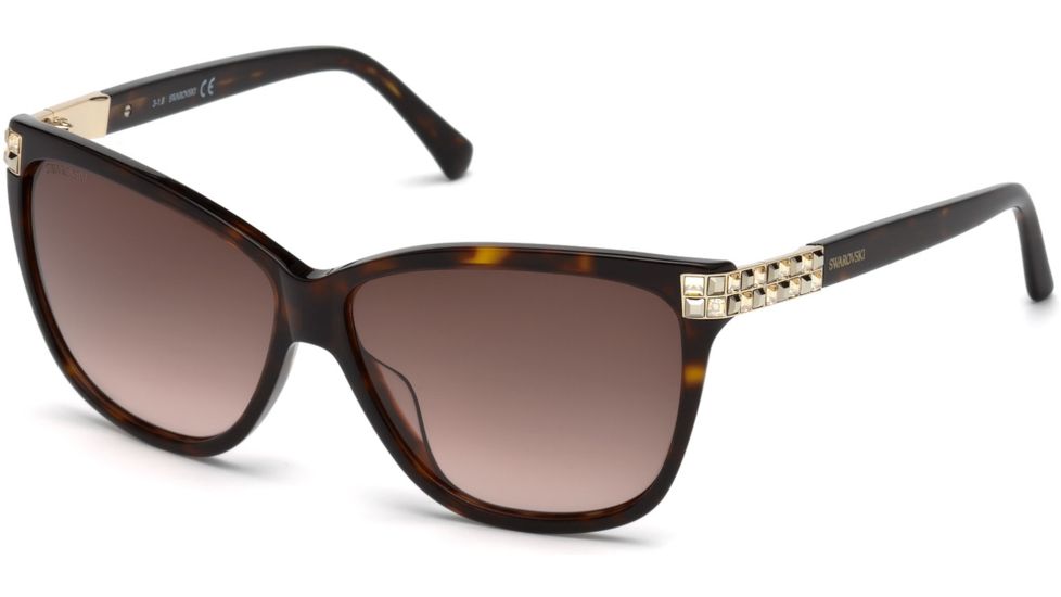Swarovski SK0137 Sunglasses - Dark Havana Frame Color, Gradient Brown Lens Color