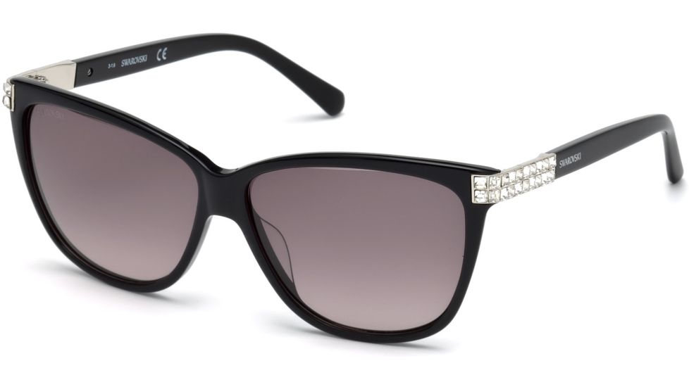 Swarovski SK0137 Sunglasses - Shiny Black Frame Color, Gradient Smoke Lens Color