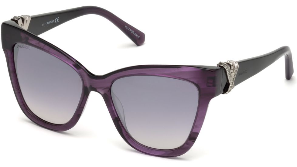 Swarovski SK0157 Sunglasses - Shiny Violet Frame Color, Smoke Mirror Lens Color