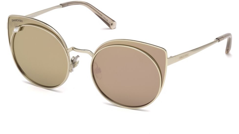 Swarovski SK0173 Sunglasses - Shiny Rose Gold Frame Color, Brown Mirror Lens Color