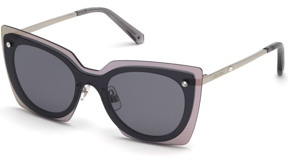 Swarovski SK0201 Sunglasses - Shiny Palladium Frame Color, Smoke Lens Color