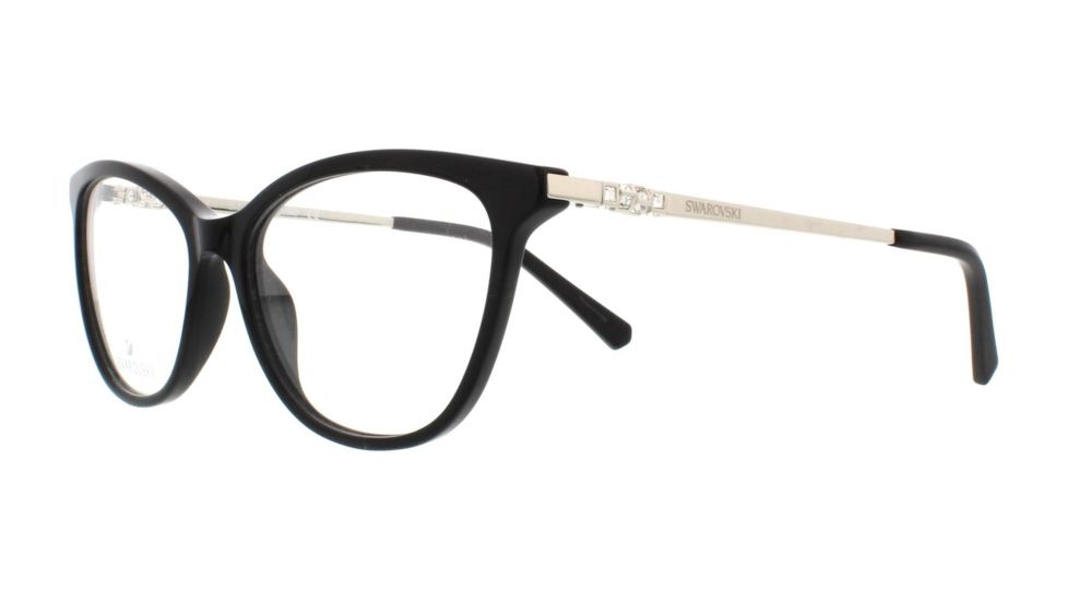 Swarovski SK5249-H Progressive Prescription Eyeglasses - Shiny Black Frame, Shiny Black Lenses, 53 mm Lens Diameter SK5249-H53001